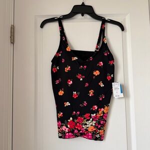 New Women’s Land’s End Black Floral Swim Top